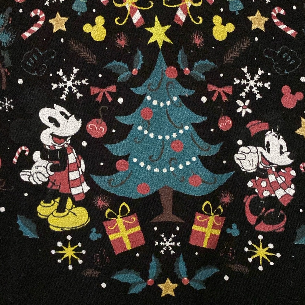 Disney Christmas T-Shirt Mickey Mouse Minnie Mouse Black Small - Picture 4 of 7